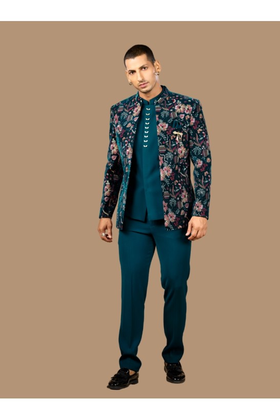 TEAL BLUE JODHPURI SUIT